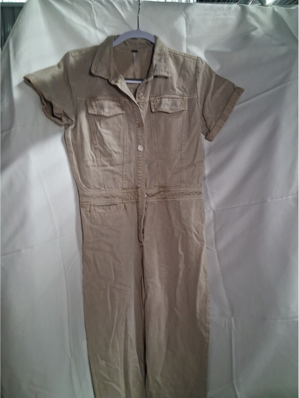 YFB Young Fabulous Broke one piece denim jumpsuit Tan Size XS O2